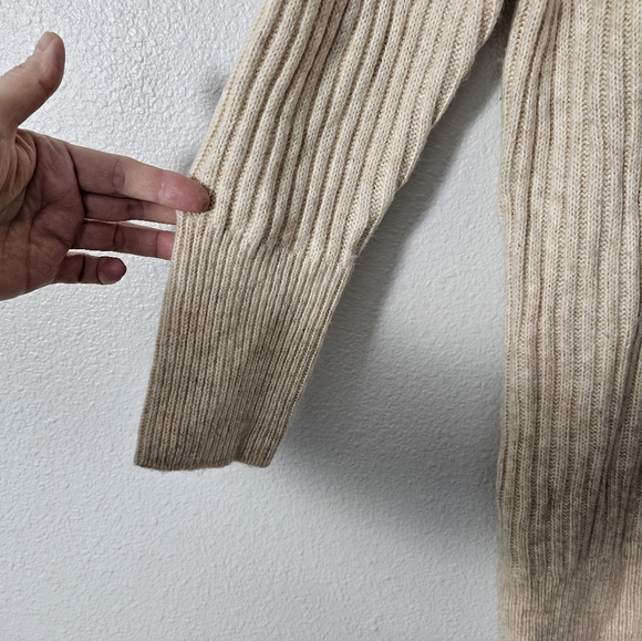 Cream  Tahari Ribbed Turtleneck Sweater Dress Sz L - Picture 3 of 9